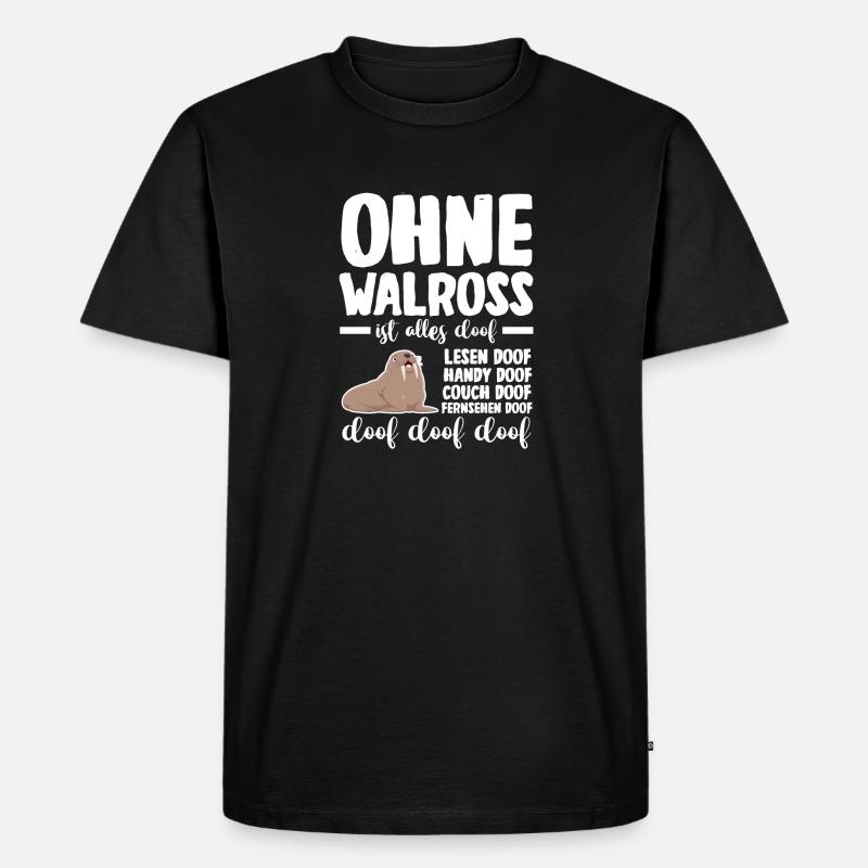 Walross - Männer Premium Bio T-Shirt - Schwarz