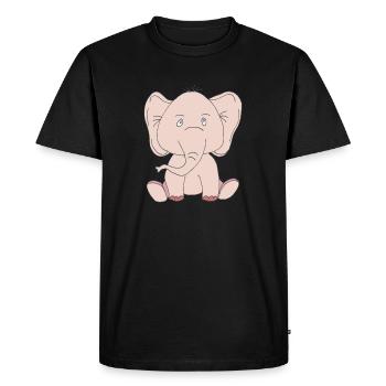 Éléphant Rose - T-shirt Premium bio Homme - noir - Devant - Nico (187cm)