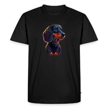 Cute dachshund for dog lovers - Men's Premium Organic T-Shirt - black - Front - Nico (187cm)