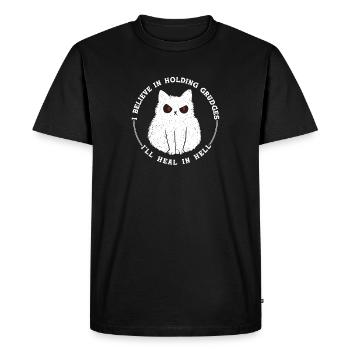 I Believe In Holding Grudges I'll Heal In Hell - Men's Premium Organic T-Shirt - black - Front - Nico (187cm)