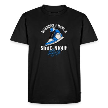 Avertissement! J’ai des baskets de style chaussure - T-shirt Premium bio Homme - noir - Devant - Nico (187cm)