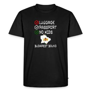 Passeport bagage Pas d’enfants Budapest Bound Vacation - T-shirt Premium bio Homme - noir - Devant - Nico (187cm)