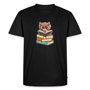 Drôle de lecture Owl Bookworm Book Lover - T-shirt Premium bio Homme - noir - Devant - Nico (187cm)