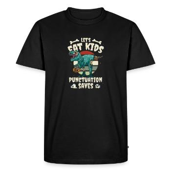 Halloween Let’s Eat Kids La ponctuation sauve des vies - T-shirt Premium bio Homme - noir - Devant - Nico (187cm)