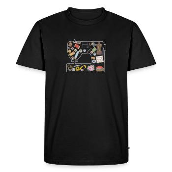 Quilting Tools Sewing Machine Silhouette Quilters - Men's Premium Organic T-Shirt - black - Front - Nico (187cm)
