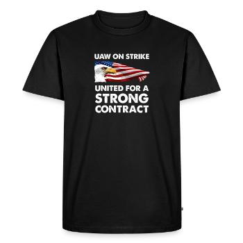 UAW en grève - Unis pour un contrat solide - T-shirt Premium bio Homme - noir - Devant - Nico (187cm)