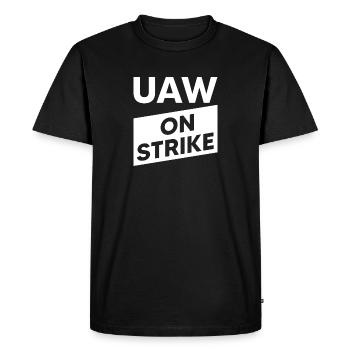 UAW en grève - Unis pour un contrat solide - T-shirt Premium bio Homme - noir - Devant - Nico (187cm)