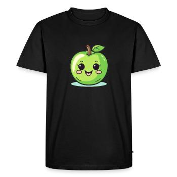 Pomme Mignon Fruit Vert Sourire Amants Foodie - T-shirt Premium bio Homme - noir - Devant - Nico (187cm)