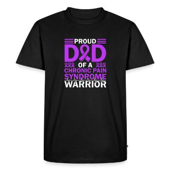 Fier père d’un guerrier atteint de maladies chroniques - T-shirt Premium bio Homme - noir - Devant - Nico (187cm)
