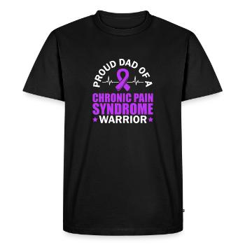 Fier père d’un guerrier atteint de maladies chroniques - T-shirt Premium bio Homme - noir - Devant - Nico (187cm)