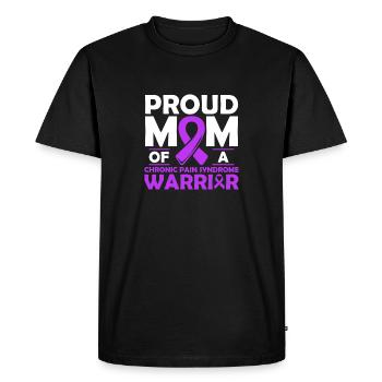 Fière maman d’un guerrier atteint de maladies chroniques - T-shirt Premium bio Homme - noir - Devant - Nico (187cm)