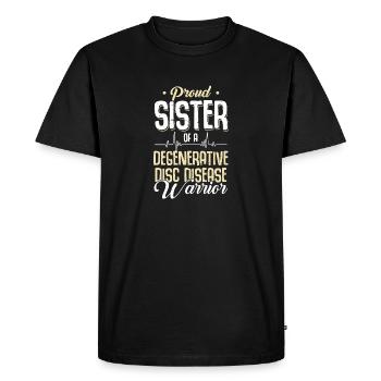 Proud sister of a warrior with degenerative - Men's Premium Organic T-Shirt - black - Front - Nico (187cm)