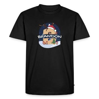Nom Brandon génial w Santa Hat dans le thème de Noël - T-shirt Premium bio Homme - noir - Devant - Nico (187cm)