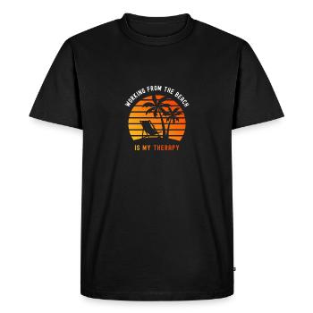 Travailler à partir d’une plage est ma thérapie - T-shirt Premium bio Homme - noir - Devant - Nico (187cm)