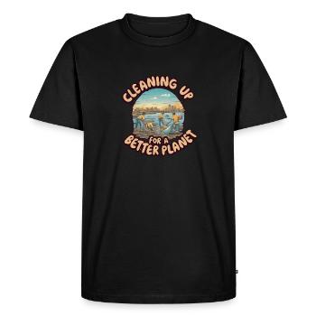 CLEANING UP FOR A BETTER PLANET - Men's Premium Organic T-Shirt - black - Front - Nico (187cm)