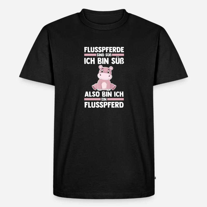 Nilpferd Flusspferd - Männer Premium Bio T-Shirt - Schwarz