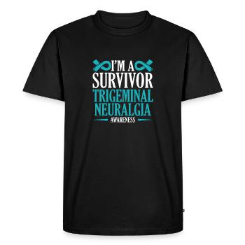 Je suis une survivante de la névralgie du trijumeau - T-shirt Premium bio Homme - noir - Devant - Nico (187cm)
