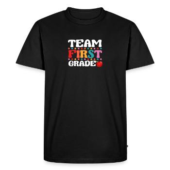Team First Grade Teacher Student 100th Day of School - Men's Premium Organic T-Shirt - black - Front - Nico (187cm)