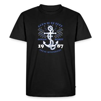 Né pour être libre1987 Les grandes aventures - T-shirt Premium bio Homme - noir - Devant - Nico (187cm)