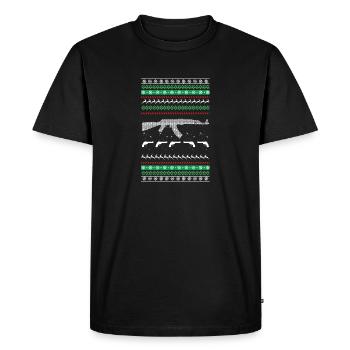 Pro Gun Ugly Christmas Design - Men's Premium Organic T-Shirt - black - Front - Nico (187cm)