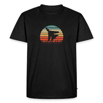 Pilot Fighter Jet Retro Sunset - Men's Premium Organic T-Shirt - black - Front - Nico (187cm)