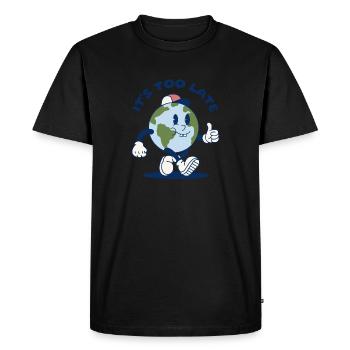 Dark Humor Climate Change It's Too Late - Men's Premium Organic T-Shirt - black - Front - Nico (187cm)
