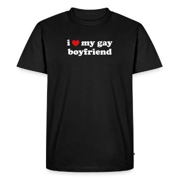 J’aime ma relation LGBTQ avec mon petit ami gay - T-shirt Premium bio Homme - noir - Devant - Nico (187cm)