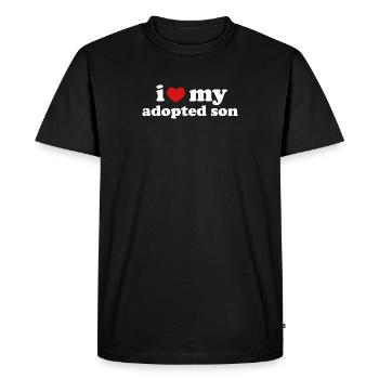 J’aime la famille de mon fils adoptif - T-shirt Premium bio Homme - noir - Devant - Nico (187cm)