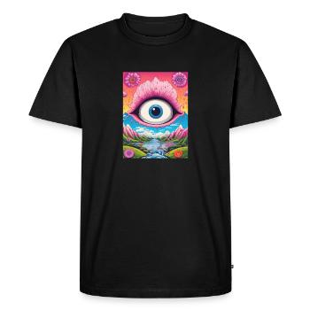 Psychédélique Abstrait LSD Hippie Trippy Errance - T-shirt Premium bio Homme - noir - Devant - Nico (187cm)