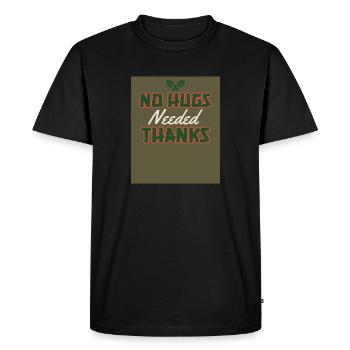 Funny Christmas design, no hugs needed - Men's Premium Organic T-Shirt - black - Front - Nico (187cm)