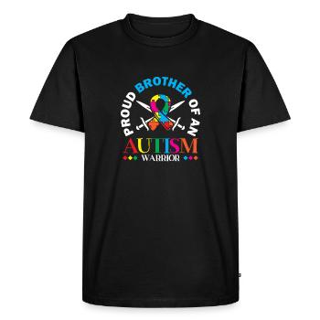 Fier frère d’une guerrière de l’autisme - T-shirt Premium bio Homme - noir - Devant - Nico (187cm)
