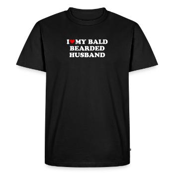 J’aime mon mari barbu chauve - T-shirt Premium bio Homme - noir - Devant - Nico (187cm)