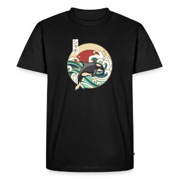 Épaulard japonais rétro grande vague orque orque - T-shirt Premium bio Homme - noir - Devant - Nico (187cm)