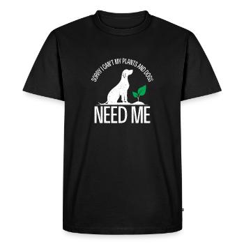 Désolé, je ne peux pas, mes plantes et mes chiens ont besoin de moi - T-shirt Premium bio Homme - noir - Devant - Nico (187cm)