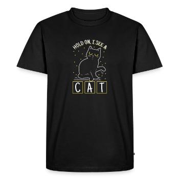 Cat Lovers "Hold On I See Kitten Owner" - Men's Premium Organic T-Shirt - black - Front - Nico (187cm)
