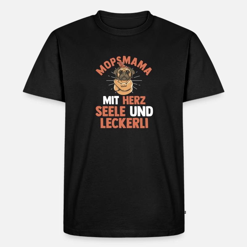 Mopsmama Hund Mops - Männer Premium Bio T-Shirt - Schwarz