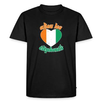 Côte D'ivoire 2024 Maillot Foot Éléphant Drapeau - T-shirt Premium bio Homme - noir - Devant - Nico (187cm)