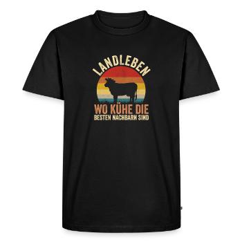 Vache Agriculteur Vache Ferme Vache Agriculteur Vaches - T-shirt Premium bio Homme - noir - Devant - Nico (187cm)
