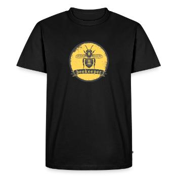 Badge d’abeille apiculteur - T-shirt Premium bio Homme - noir - Devant - Nico (187cm)