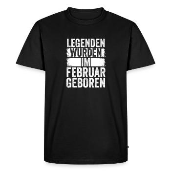 Les légendes sont nées en février - T-shirt Premium bio Homme - noir - Devant - Nico (187cm)
