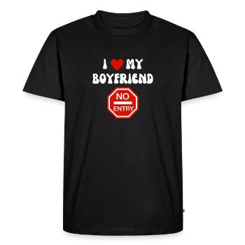 I Love My Boyfriend No Entry - Funny Gift Design - Men's Premium Organic T-Shirt - black - Front - Nico (187cm)