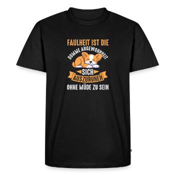 Dog, morning grouch, laziness, chilling, lazy, late nap - Men's Premium Organic T-Shirt - black - Front - Nico (187cm)