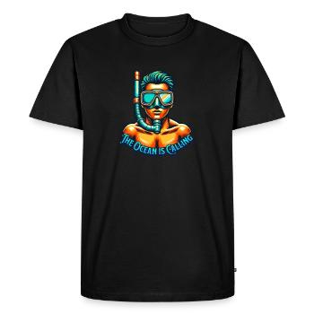 Plongée en apnée : l’océan vous appelle - T-shirt Premium bio Homme - noir - Devant - Nico (187cm)