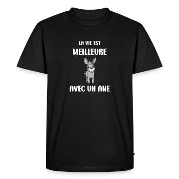 Humour petit âne - T-shirt Premium bio Homme - noir - Devant - Nico (187cm)