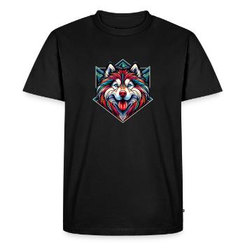 Chien Husky Sibérien - T-shirt Premium bio Homme - noir - Devant - Nico (187cm)