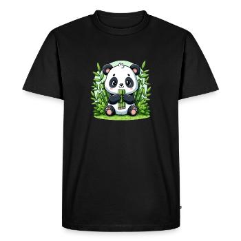 Panda dans une forêt de bambous - T-shirt Premium bio Homme - noir - Devant - Nico (187cm)