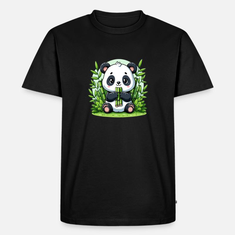 Panda im Bambuswald - Männer Premium Bio T-Shirt - Schwarz