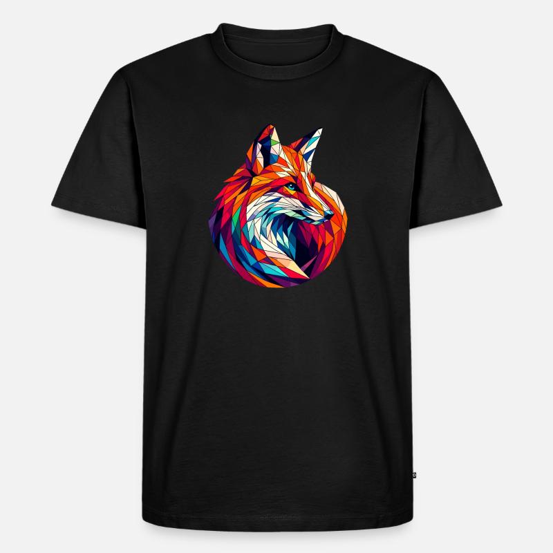 Fuchs in Polygonendarstellung - Männer Premium Bio T-Shirt - Schwarz