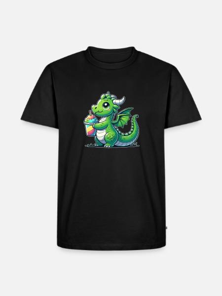 Drache mit Matsch-Eis - Männer Premium Bio T-Shirt - Schwarz