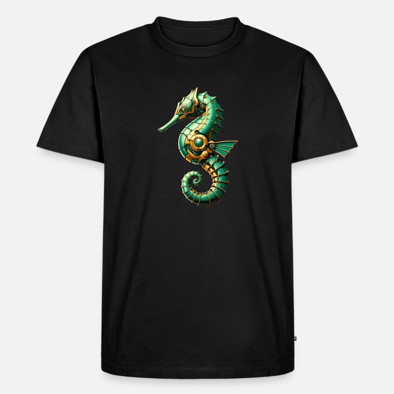 Seepferdchen Roboter, Roboter-Seepferdchen - Männer Premium Bio T-Shirt - Schwarz